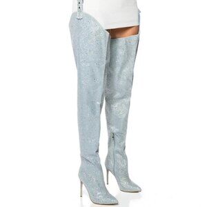 Chap My Hide Denim Rhinestone Boots